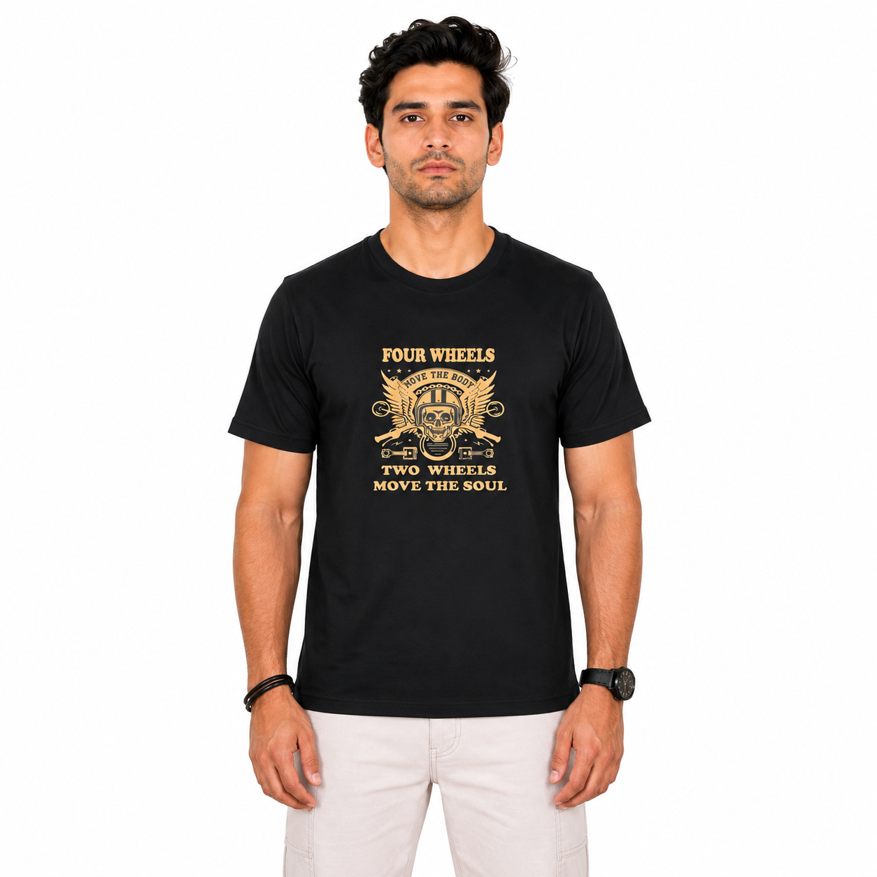 Four Wheels Move the Body Motorcycle Riders T-Shirt