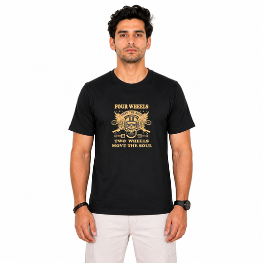 Four Wheels Move the Body Motorcycle Riders T-Shirt