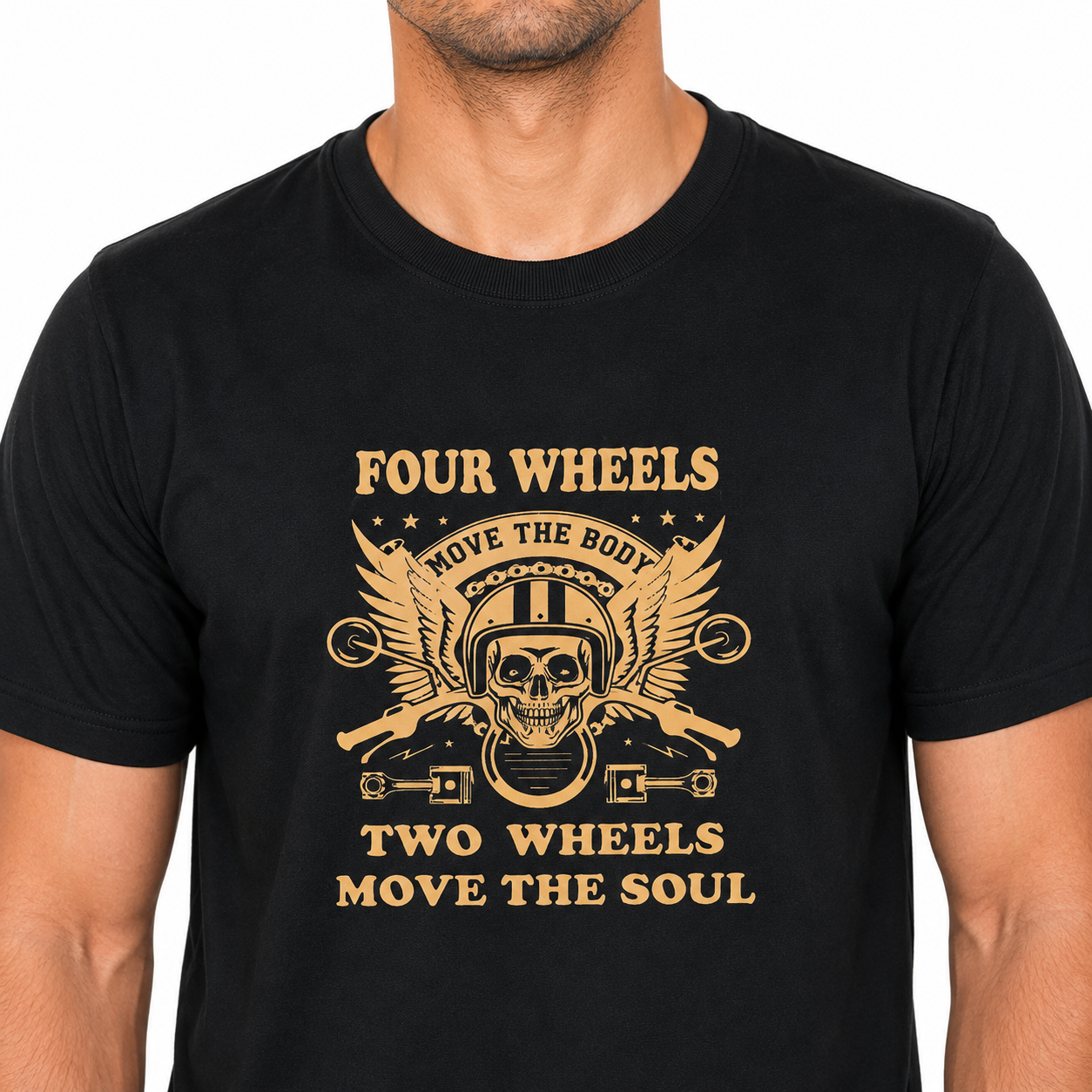 Four Wheels Move the Body Motorcycle Riders T-Shirt