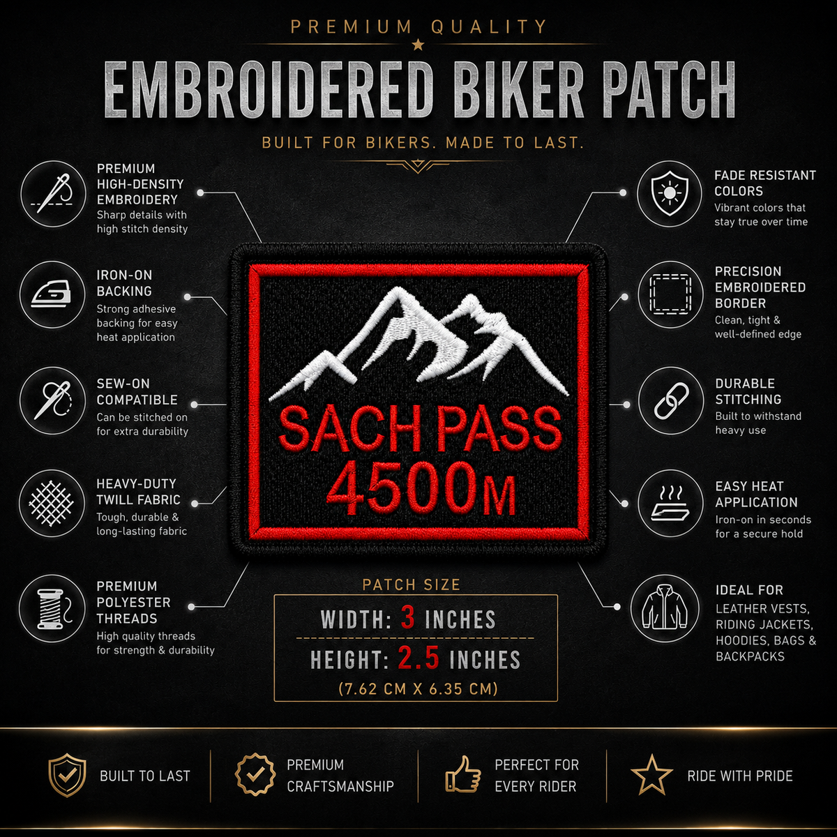 Sach Pass Expedition Embroidery Patch – 2.5 × 3 Inches