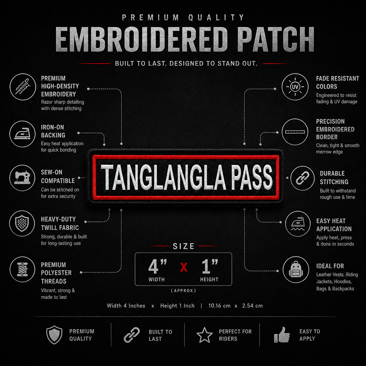 TanglangLa Pass Expedition Embroidery Patch – 1 × 4 Inches