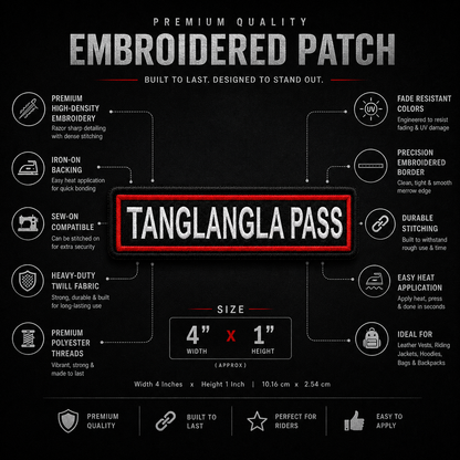 TanglangLa Pass Expedition Embroidery Patch – 1 × 4 Inches