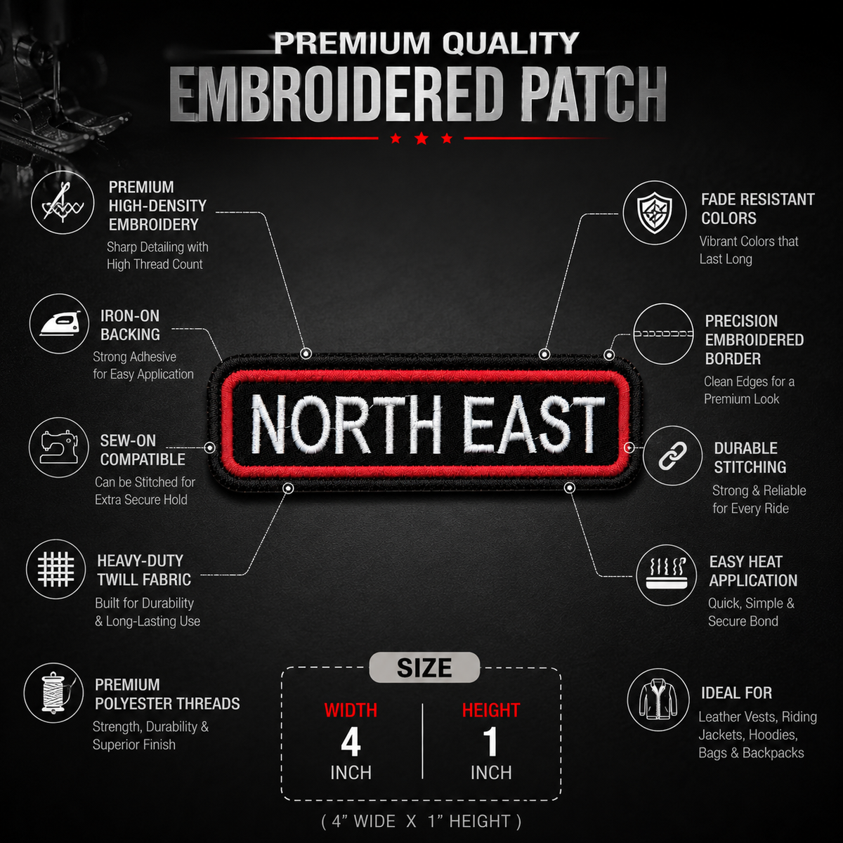 North East Expedition Embroidered Patch – 1 × 4 Inches