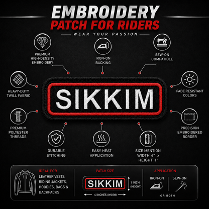 Sikkim Expedition Embroidered Patch – 1 × 4 Inches – Iron On / Sew On