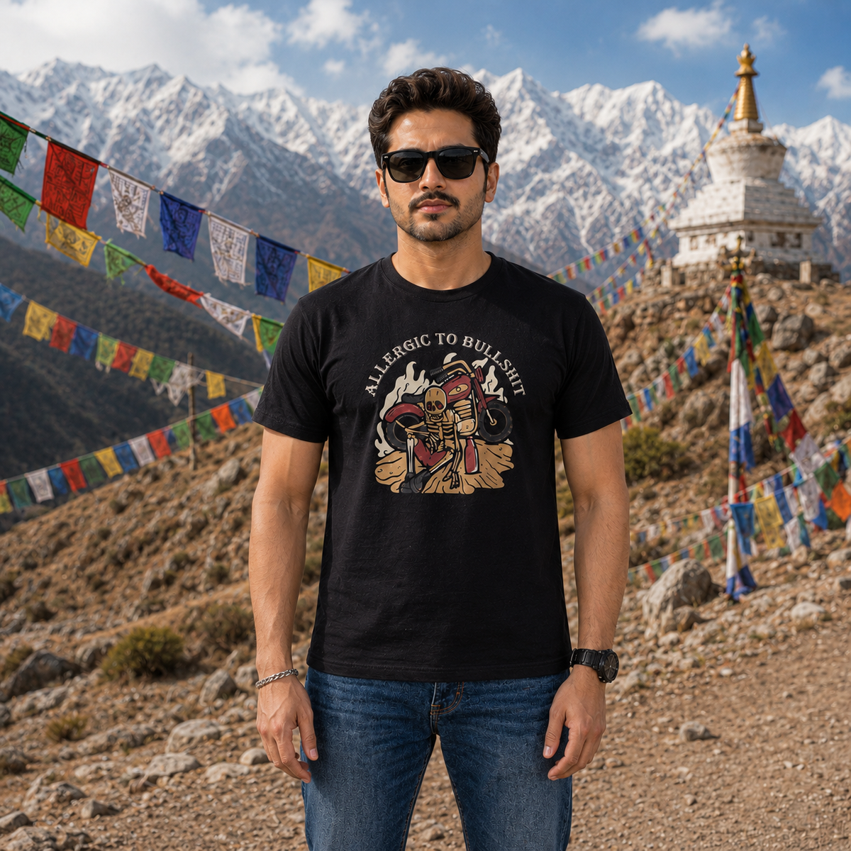 Allergic To Bullshit Biker T-shirt
