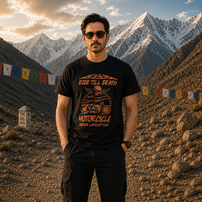Ride Till Death Motorcycle Graphic T-Shirt