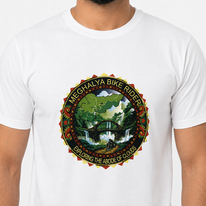 Meghalaya Bike Rider T-Shirt – Exploring the Abode of Clouds