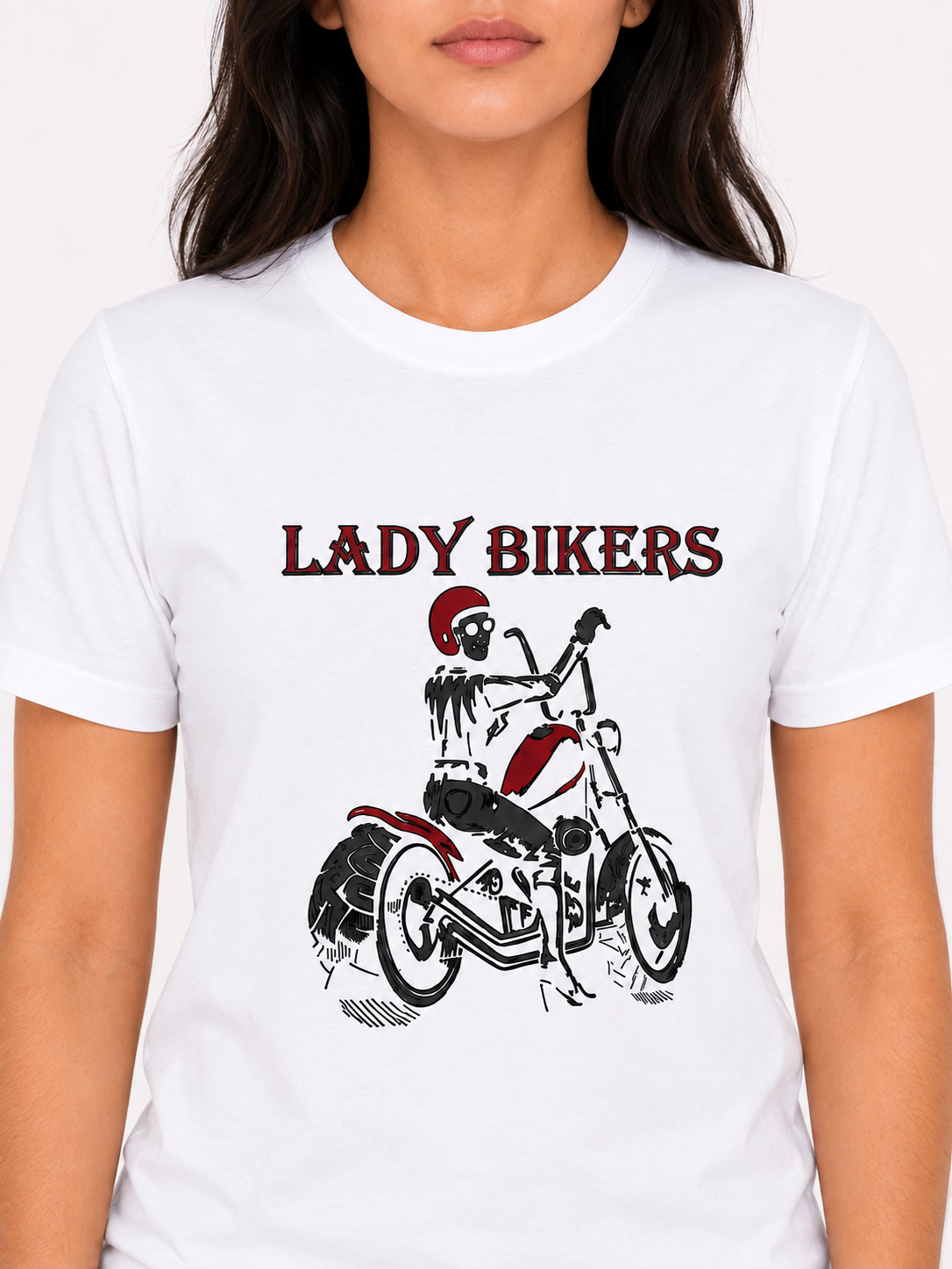Lady Bikers Motorcycle Graphic Women’s T-Shirt – White