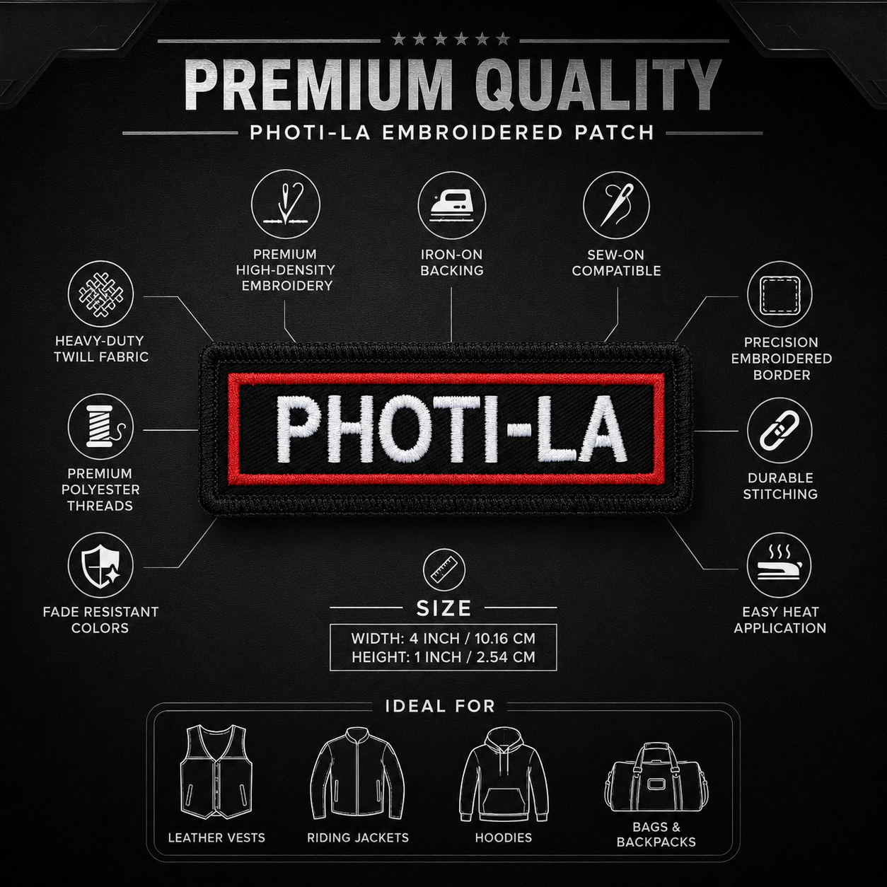 PHOTI-LA Expedition Embroidered Patch (1 × 4 Inches) – Iron On / Sew On