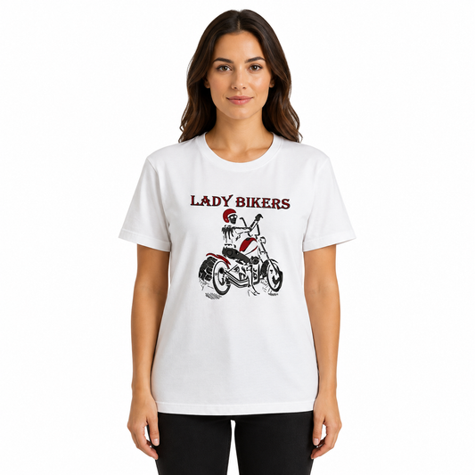 Lady Bikers Motorcycle Graphic Women’s T-Shirt – White