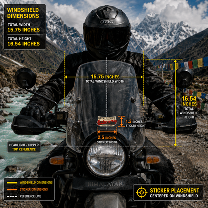 Great Stories motorcycle sticker 2.5 x 1.3 inches motorcycle windshield size and placement guide