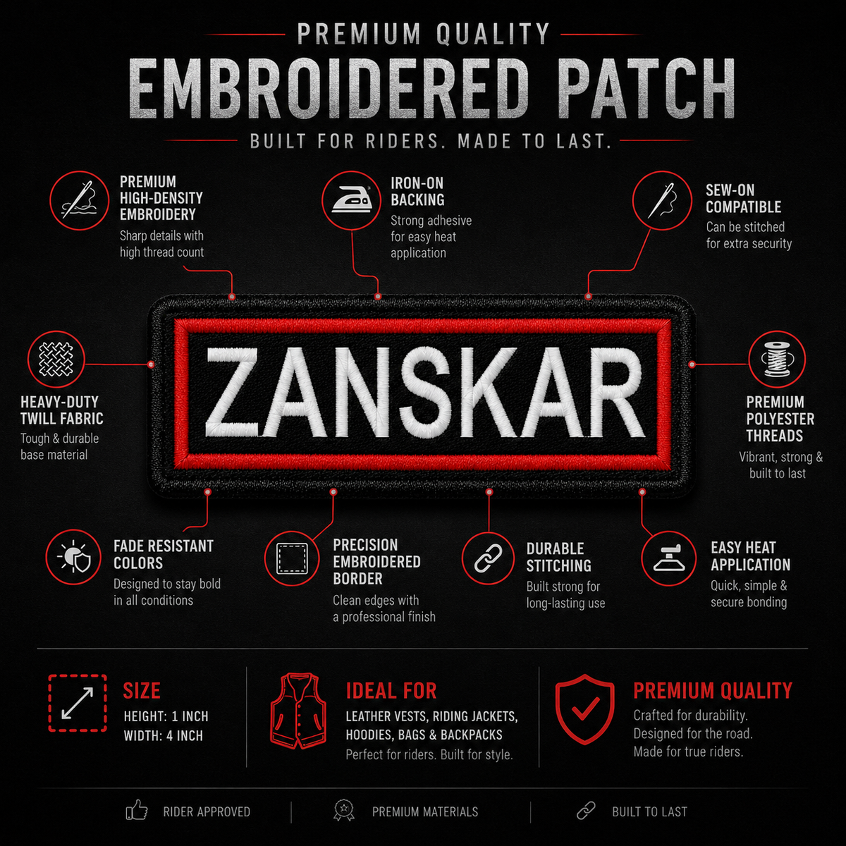 Zanskar Expedition Embroidery Patch – 1 × 4 Inches