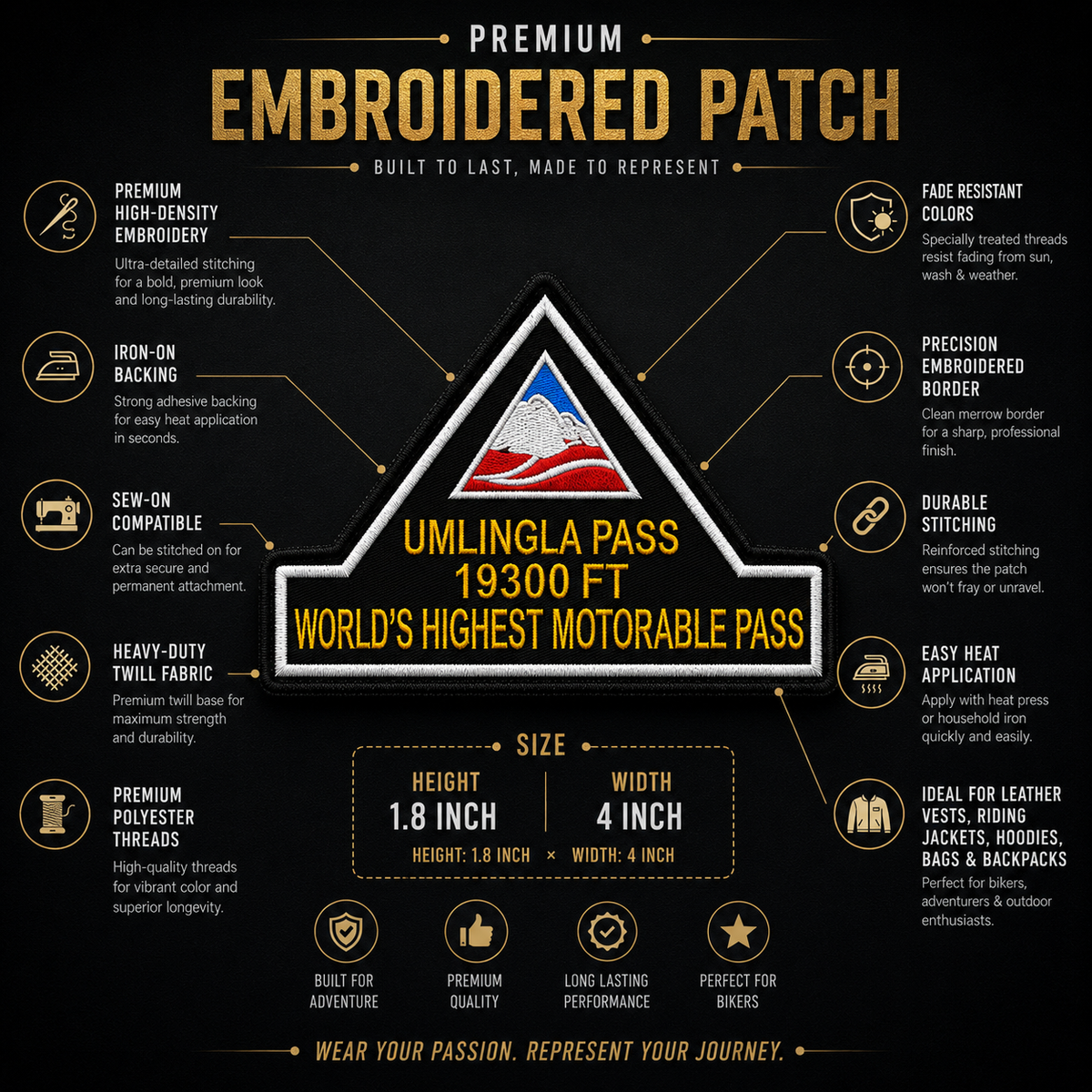 Umling La Pass Expedition Embroidery Patch – 3.5 × 4.5 Inches