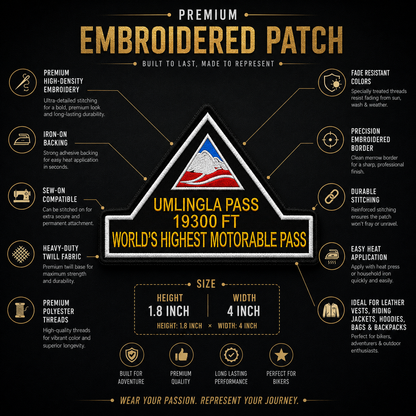 Umling La Pass Expedition Embroidery Patch – 3.5 × 4.5 Inches