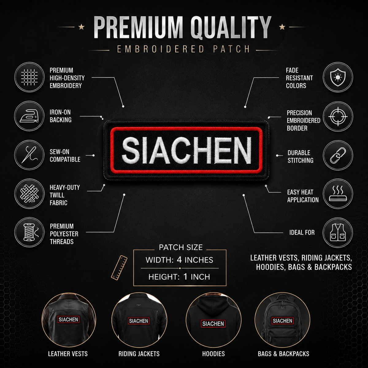 Siachen Expedition Embroidered Patch – 1 × 4 Inches