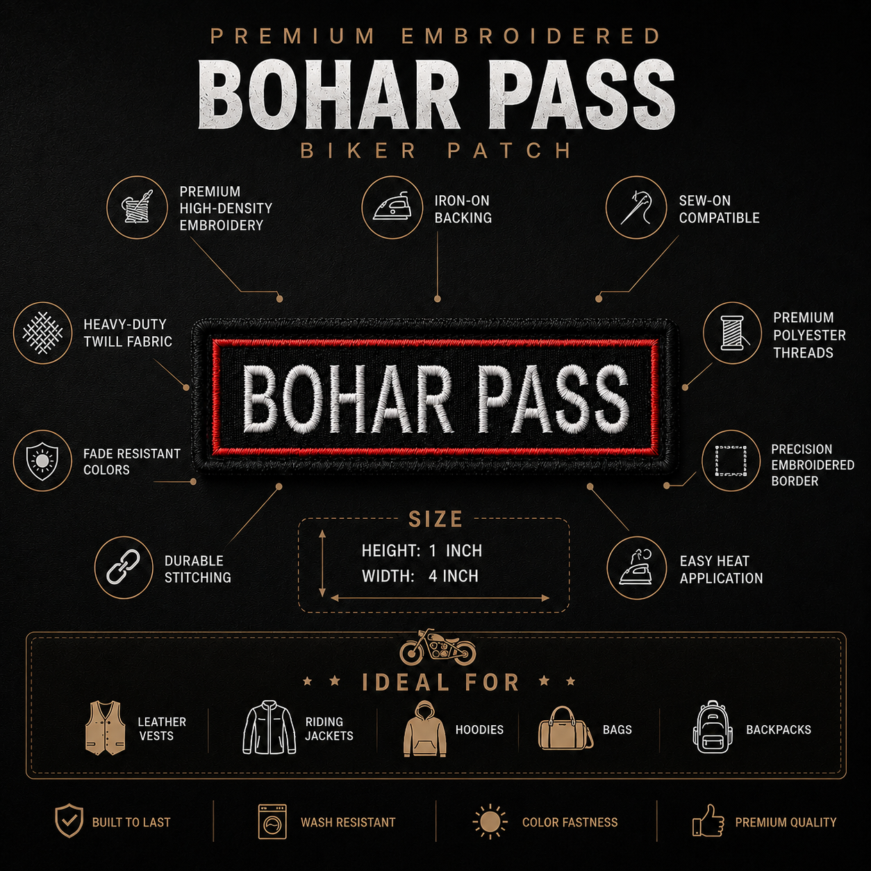 Bohar Pass Expedition Embroidery Patch – 1 × 4 Inches