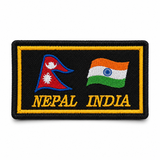 India & Nepal Flag Embroidered Patch 2 x 3.5 Inch – Iron On / Sew On