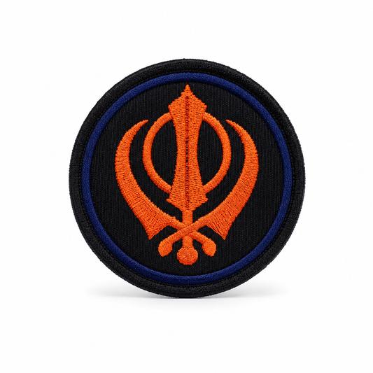 Khalsa Flag Embroidered Patch 2.7 x 2.7 Inch – Iron On / Sew On