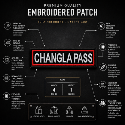 Changla Pass Expedition Embroidered Patch – 1 × 4 Inches