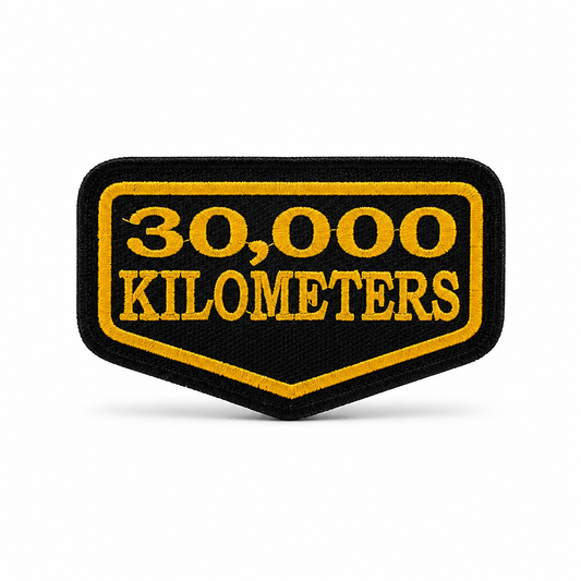 30 Thousand Kilometres Embroidered Patch 2 × 4 Inches – Iron On / Sew On