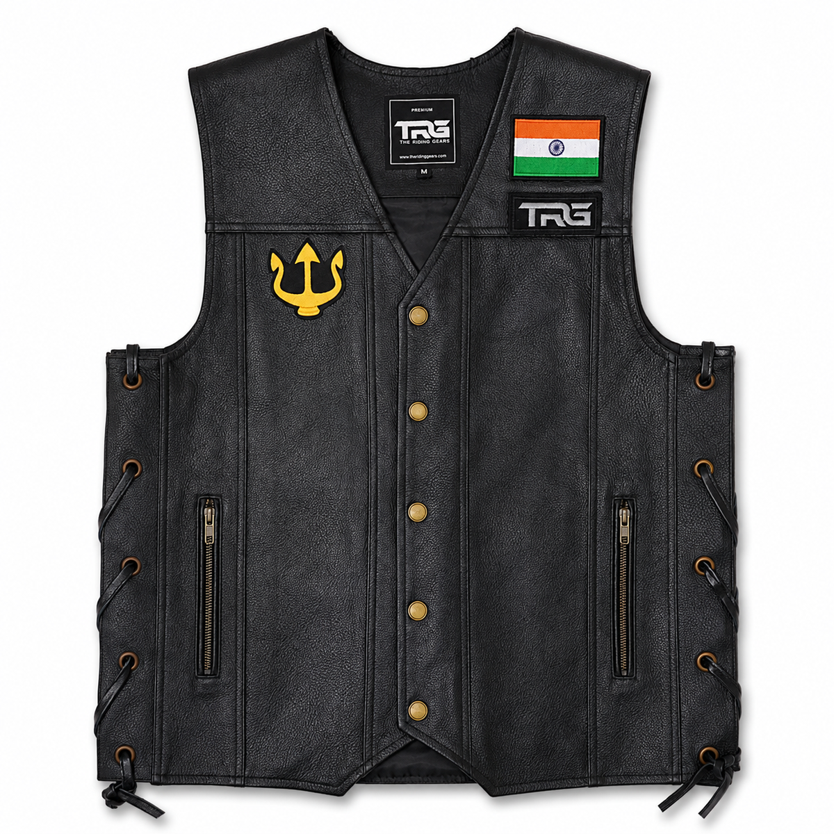 Trishul Flag Embroidered Patch 2.5 x 2.5 Inch – Iron On / Sew On