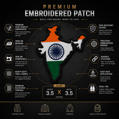 India Map Embroidered Patch 3.5 x 3.5 Inch – Iron On / Sew On