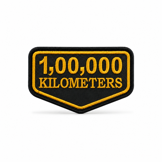 1 Lakh Kilometres Embroidered Patch 2 × 4 Inches – Iron On / Sew On