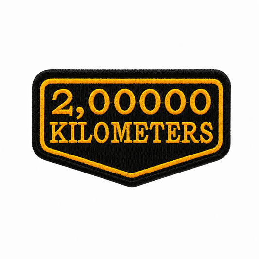 2 Lakh Kilometres Embroidered Patch 2 × 4 Inches – Iron On / Sew On