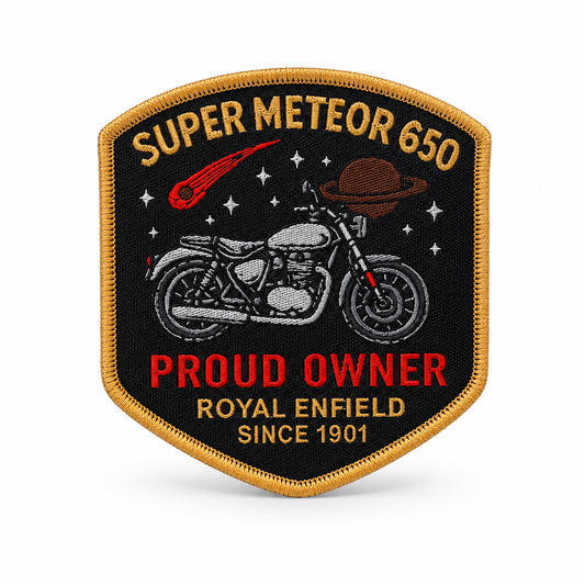 Super Meteor 650 Premium Embroidered Biker Patch | Iron-On & Sew-On | 3 × 3 Inches