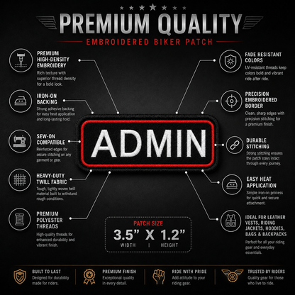 Admin Front Embroidery Patch, 3.5*1.2 inches