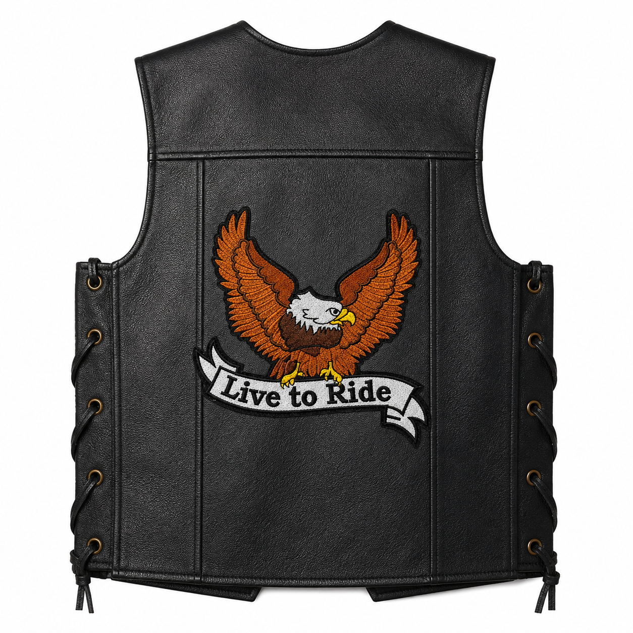 Live To Ride Back Premium Embroidered Biker Patch | Iron-On & Sew-On | 12 × 10 Inches