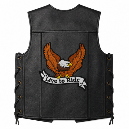 Live To Ride Back Premium Embroidered Biker Patch | Iron-On & Sew-On | 12 × 10 Inches