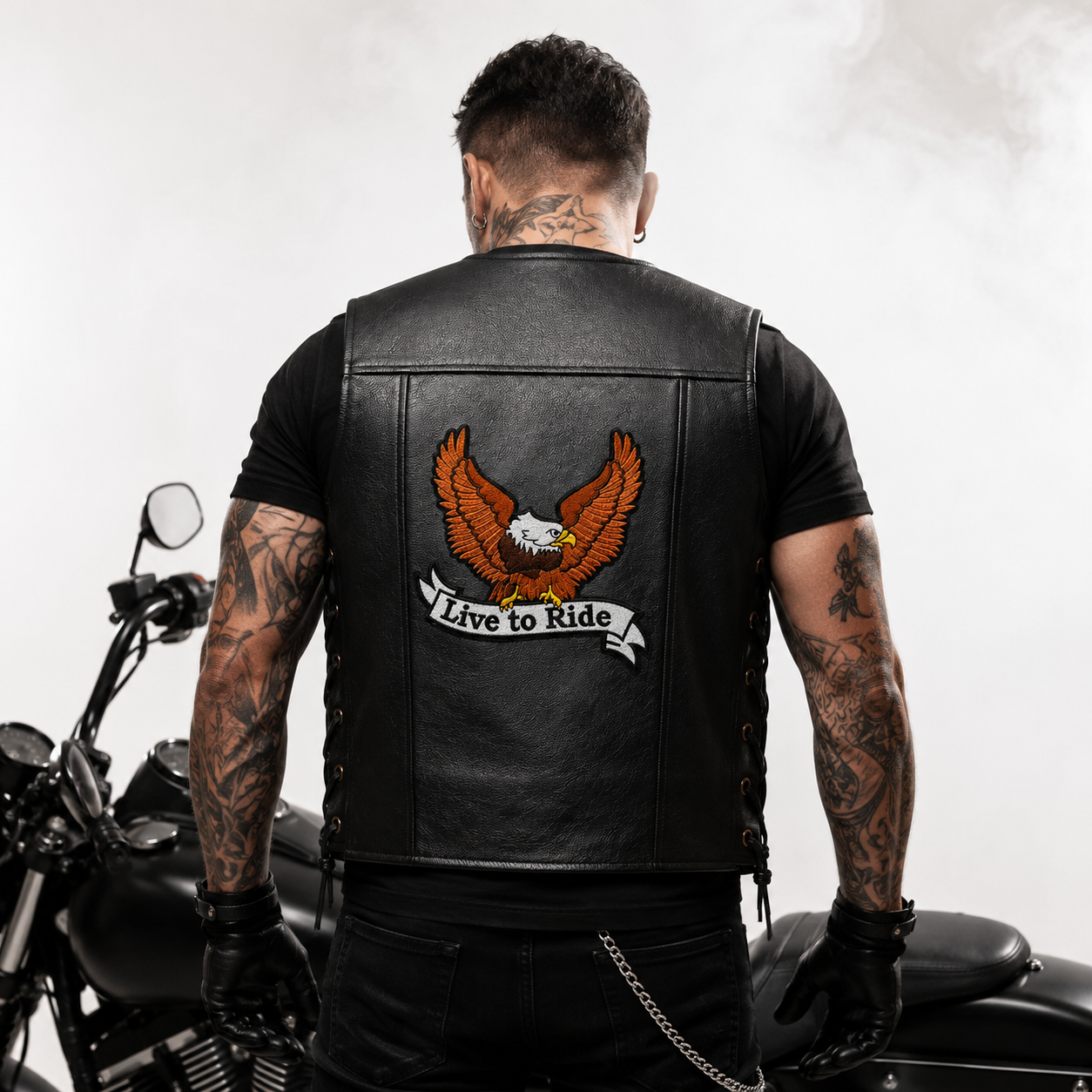 Live To Ride Back Premium Embroidered Biker Patch | Iron-On & Sew-On | 12 × 10 Inches
