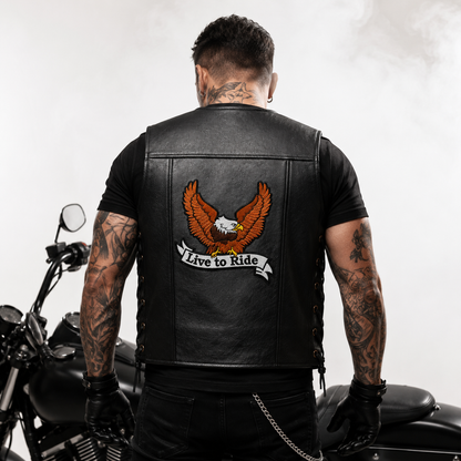 Live To Ride Back Premium Embroidered Biker Patch | Iron-On & Sew-On | 12 × 10 Inches