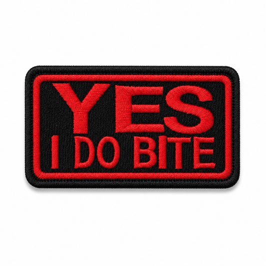 Yes I Do Bite Premium Embroidered Biker Patch | Iron-On & Sew-On | 1.5 × 2.9 Inches