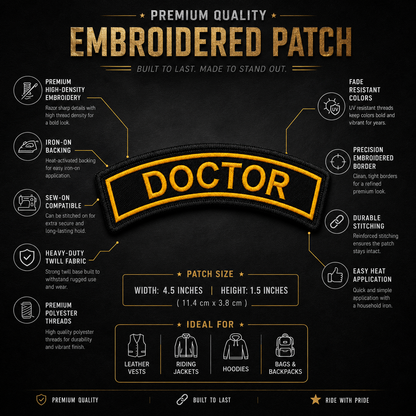 Doctor Front Embroidery Patch, 4.5*1.5 inches