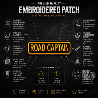 Road Caption Front Embroidery Patch, 4.5*1.5 inches