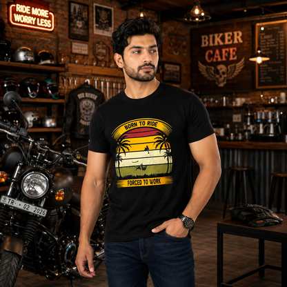 Born To Ride Forced To Work Biker T-shirt