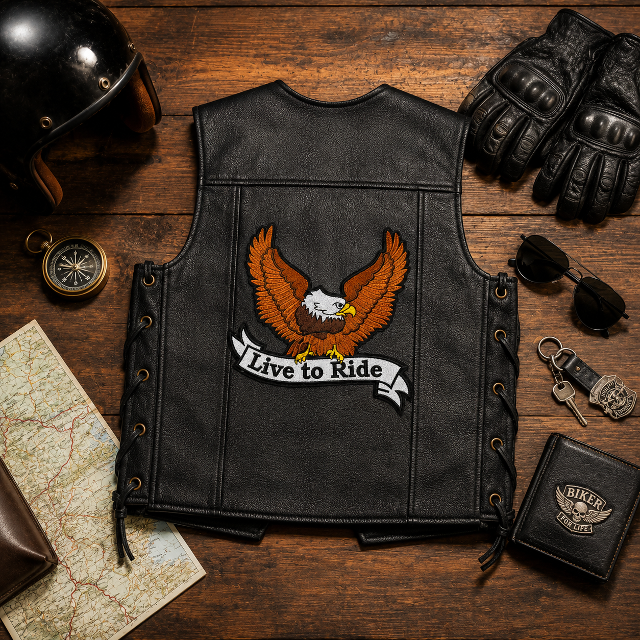 Live To Ride Back Premium Embroidered Biker Patch | Iron-On & Sew-On | 12 × 10 Inches