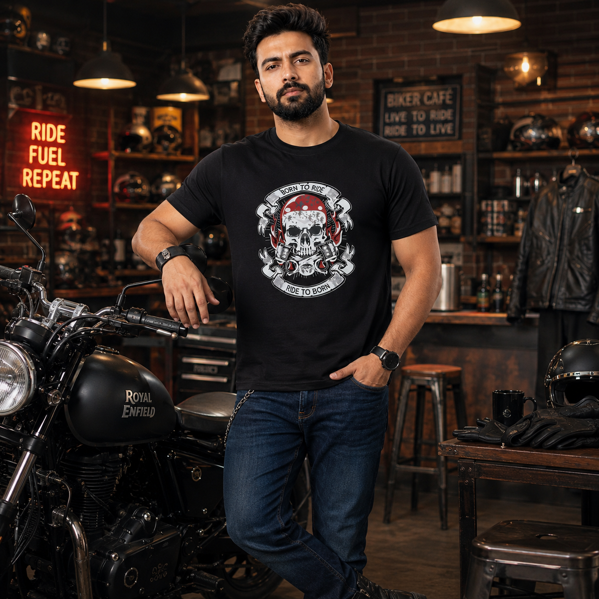 Born To Ride Ride To Born Biker T-shirt
