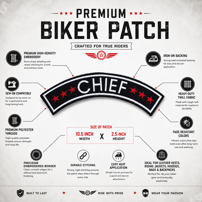 Chief Back Embroidery Patch , 10.5*2.5 inches