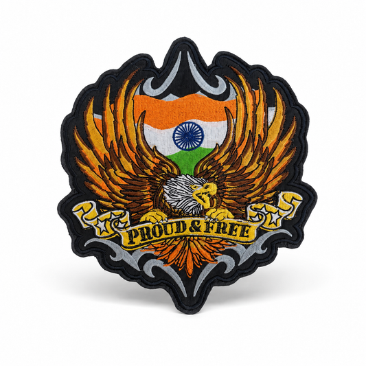Proud & Free Back Premium Embroidered Patch | Iron-On & Sew-On | 11 × 9.5 Inches