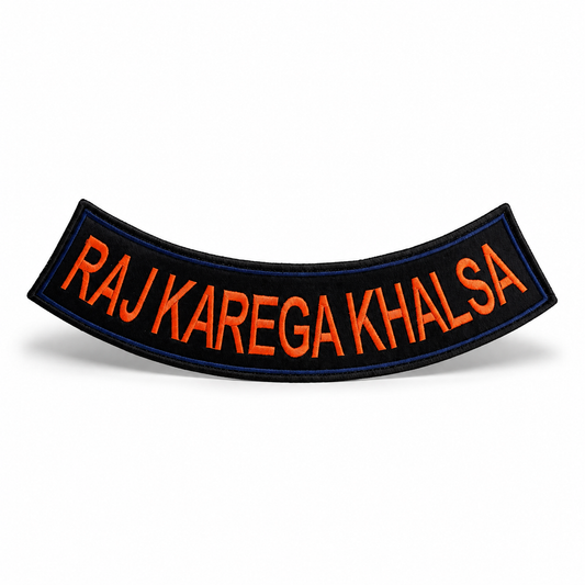 Raj Karega Khalsa Back Premium Embroidered Patch | Iron-On & Sew-On | 2.5 × 12 Inches