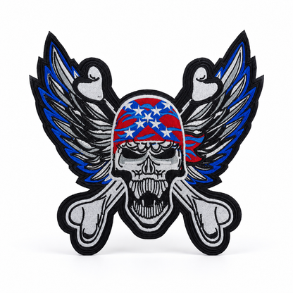 Skul With Wings Pack Patch Embroidered 10*8 inches