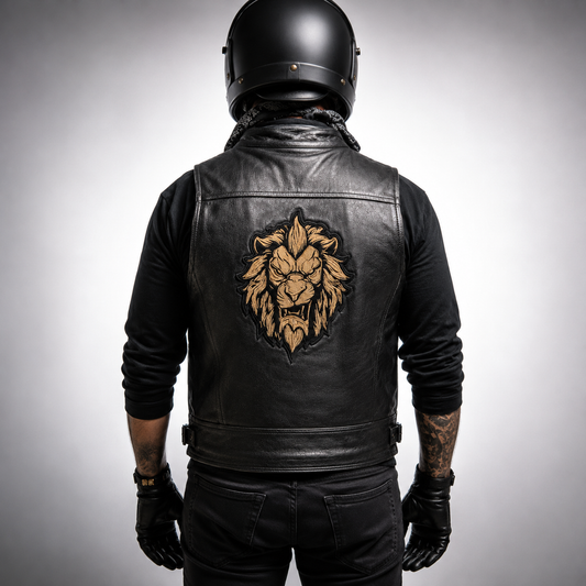 Lion Sand Back Premium Embroidered Patch | Iron-On & Sew-On | 12 × 9 Inches