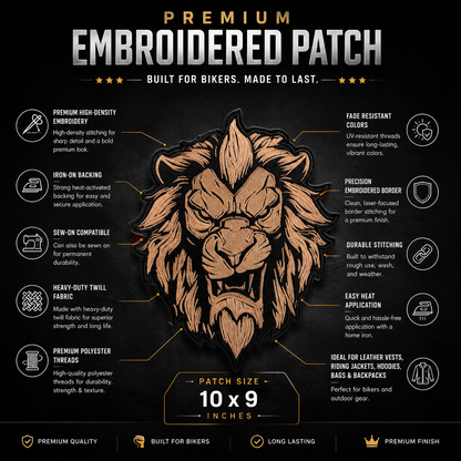 Lion Sand Back Patch Embroidered 10*9 inches
