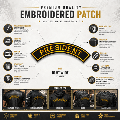 President Back Embroidery Patch, 10.5*2.2 inches