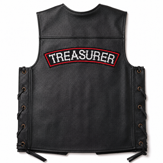 Treasurer Back Designation Premium Embroidered Patch | Iron-On & Sew-On | 2.5 × 13 Inches