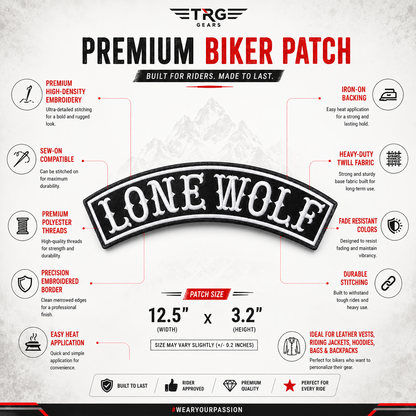 Lone Wolf Back Embroidery Patch, 12.5*3.2 inches