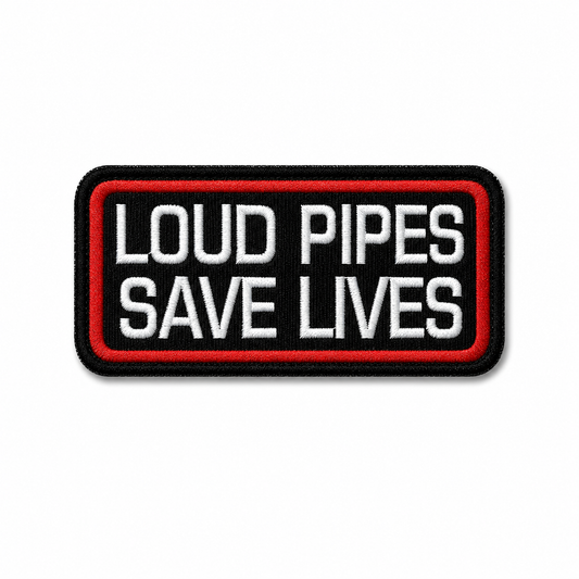 Loud Pipes Save Lives Premium Embroidered Biker Patch | Iron-On & Sew-On | 1.6 × 3.3 Inches